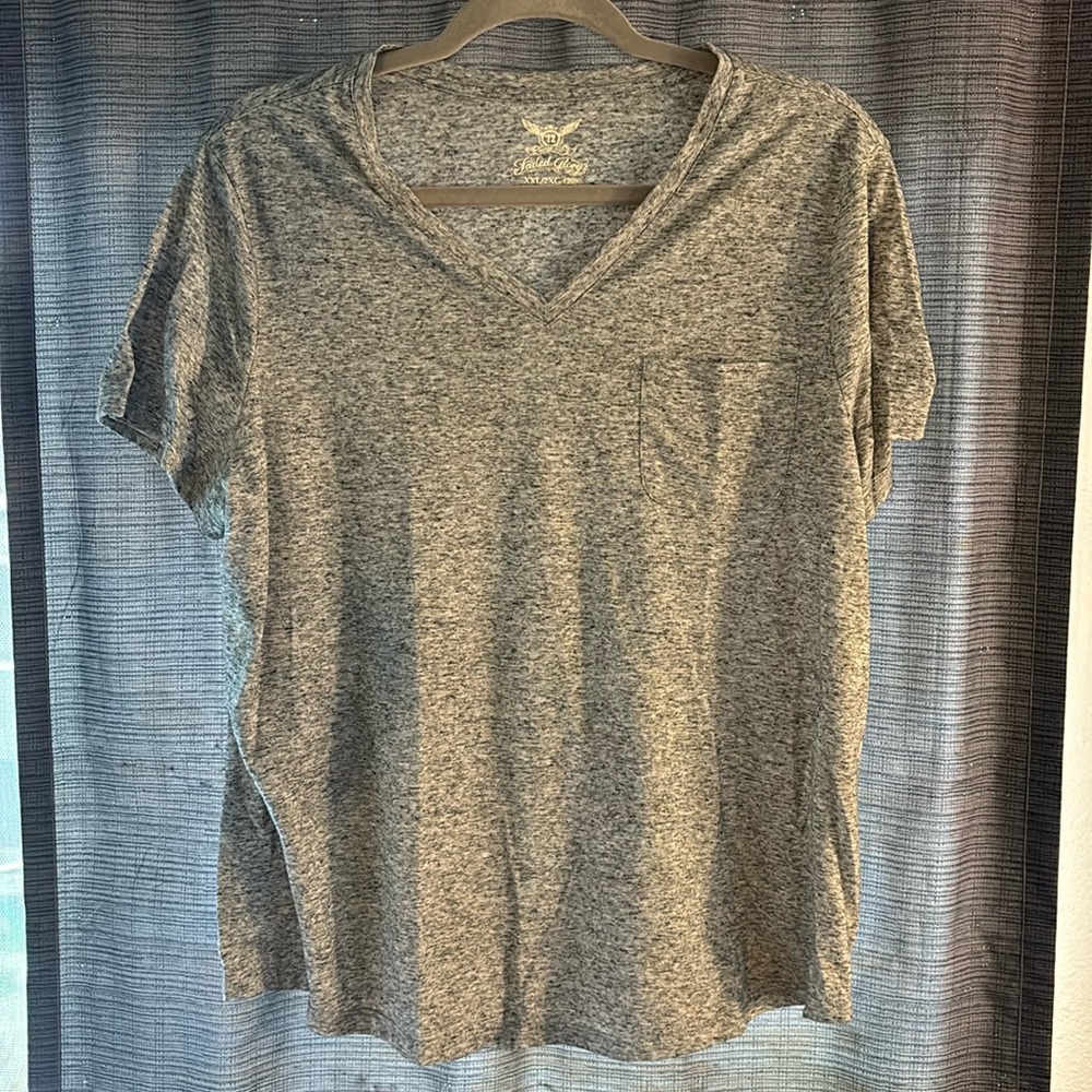 Heathered Gray, V-Neck left Chest Pocket T-Shirt